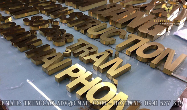 Chữ inox vàng gương