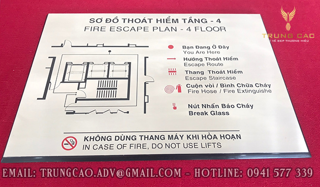 sơ đồ thoát hiểm bằng inox ăn mòn